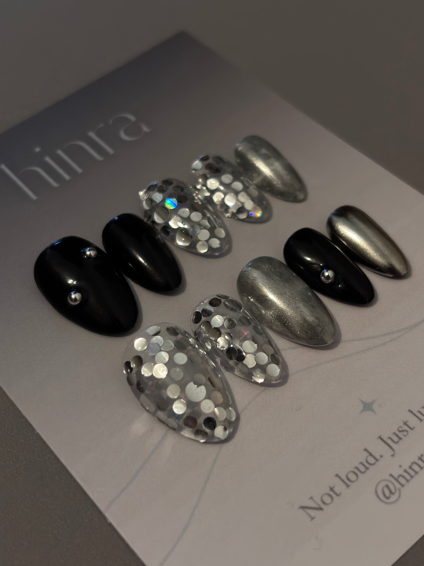 handmade black chrome nails UK – Hinra