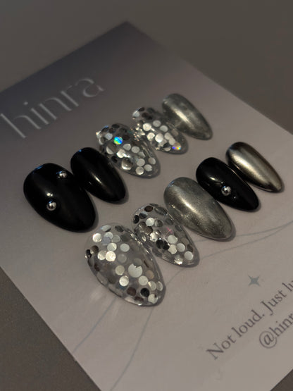 handmade black chrome nails UK – Hinra